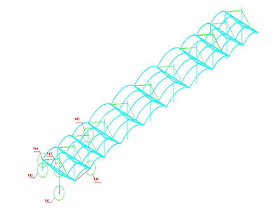 鋼骨架膜結構CAD設計圖紙